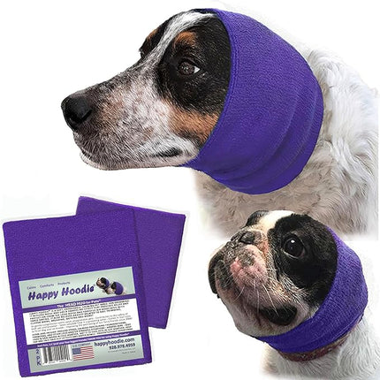 Happy Hoodie The Original Dog & Cat Calming Band - American Brand - Anxiety Relief/Noise Protection-Grooming-Thunder-Fireworks 2 Pack Purple (1 Small, 1 Large) - Since 2008