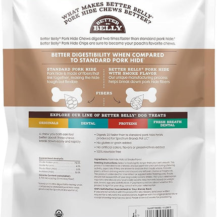 Better Belly Pork Hide Rolls with Smoke Flavor Small, 20 Count, Digestible Pork Hide for Dogs (P-94453)