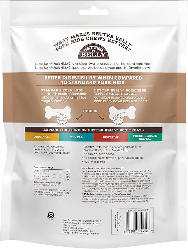 Better Belly Pork Hide Rolls with Smoke Flavor Small, 20 Count, Digestible Pork Hide for Dogs (P-94453)