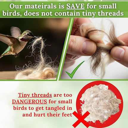 Bird Nesting Material – Hummingbird Nesting Material - Natural Nest Bedding Refill for Hummingbirds Parakeets Finches Canaries Wrens Wild Birds – Ideal Supplies for Cages Gardens Nesting Boxes 3.6 oz
