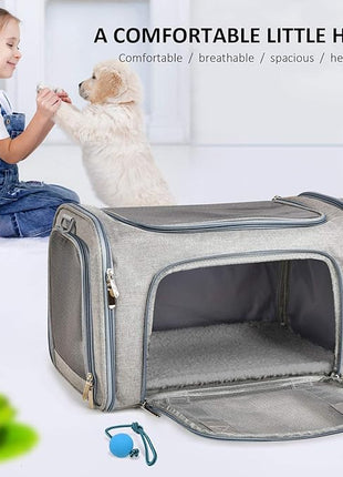 Cat Carriers Dog Carrier Pet Carrier For Small / Medium Cats Dogs Puppies (Up To 15lbs), TSA Airline Approved Small Dog Carrier Soft Sided, Collapsible Waterproof Travel Puppy Carrier - Grey
