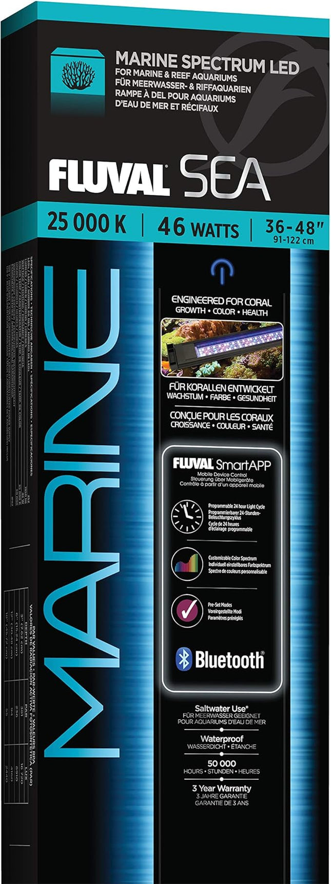 Fluval Sea Marine 3.0 LED Aquarium Lighting for Coral Growth, 46 Watts, 36-46 Inches