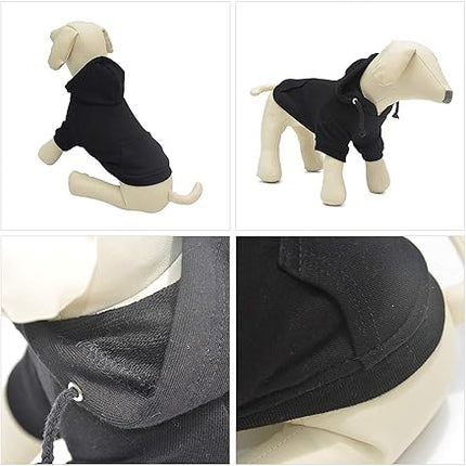 Lovelonglong Blank Basic Hoodie Sweatshirt for Dogs 100% Cotton Fits Small Medium Dachshund Large Dog Black M