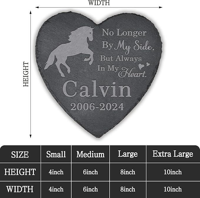 Pet Memorial Stone Horse - Horse Headstone - Horse Memorial Stone - Horse Memorial Gifts - Loss of a Horse - Horse Loss Gifts (Heart-Shaped)