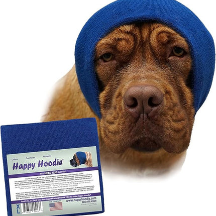 Happy Hoodie X-Large, Navy Blue for Big Dogs Like Shepherds, Goldens, Chows, Malamutes, Pit Bulls, Helps Calm, Comfort and Protect Your Dog