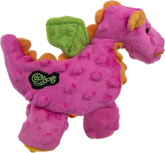 goDog Bubble Plush Dragons Squeaky Dog Toy, Chew Guard Technology - Hot Pink, Small