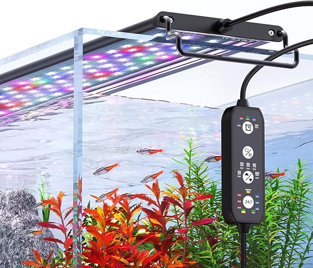 SEAOURA 24/7 Mode Led Aquarium Light for Plants Growth- Sunrise to Moonlight, 7 Colors, Adjustable Timer/Brightness, Full Spectrum Fish Tank Lights for 48 Inch to 54 Inch Tank, 42W