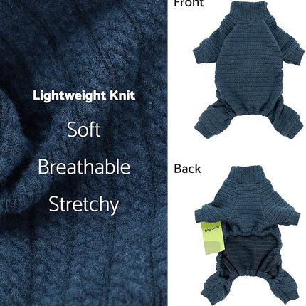 Fitwarm Turtleneck Knitted Dog Sweater Puppy Pajamas Thermal Doggie Winter Clothes Knitwear Pet Coats Cat Apparel Blue Large