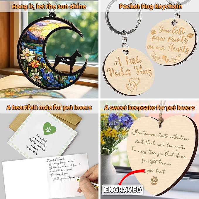 6'' Doberman Pinscher Memorial Suncatcher, Custom Name, Pet Ornament Window Car Hanging, Sympathy Gift for Loss of Pet, Passed Away Remembrance Gift for Dog Lovers 14-SS1