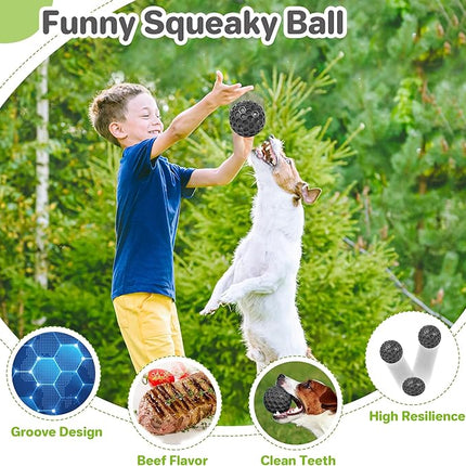 Interactive Squeaky Dog Balls, Dog Toys for Aggressive Chewers Large Breed for Relieving Anxiety, Tough Dog Chew Toys Balls for Aggressive Chewers, Outdoor Squeaky Dog Toys for Large Dogs