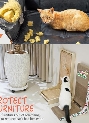 Cardboard Cat Scratcher, 23.6 Inch L Shaped Vertical Cat Scratching Board, Wall-Mount Cat Scratchers for Indoor Cats (Colorful, 1pcs)