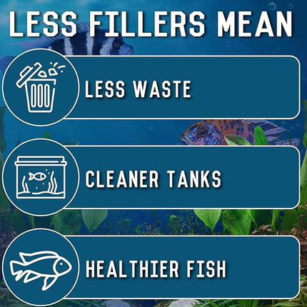 RON'S CICHLIDS Adult African Cichlid Fish Food Pellets – USA Made Slow Sinking Cichlid Pellets & Sticks Feed, Low Fillers, Ideal for Cichlid Food, Koi, Goldfish, Pleco, Oscar & Tropical Fish, 8 OZ