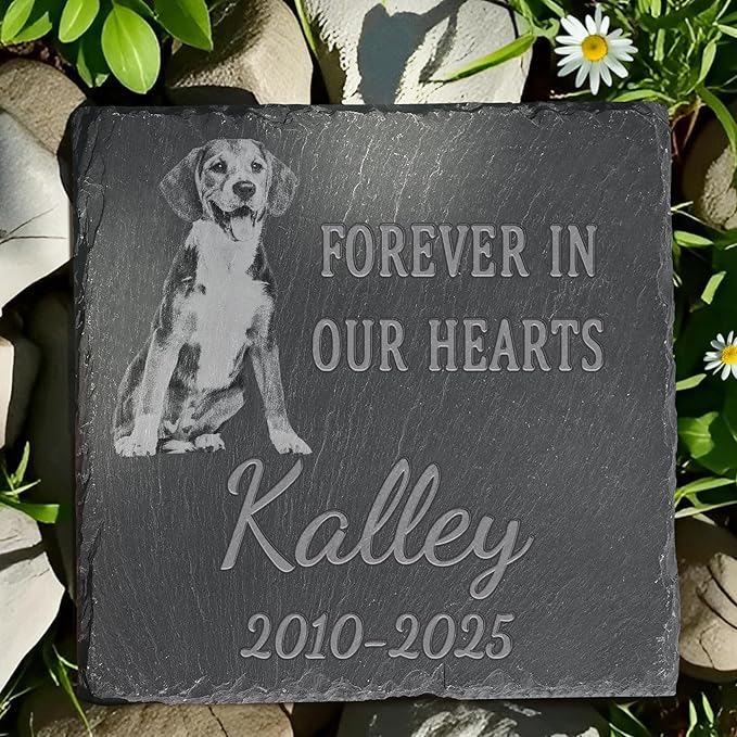 Pet Memorial Stone, Dog Memorial Stone, Dog Memorial Gifts for Loss of Dog, Pet Memorial Gifts, Loss of Pet Sympathy Gift, in Loving Memory Pet - Forever in Our Hearts - Square