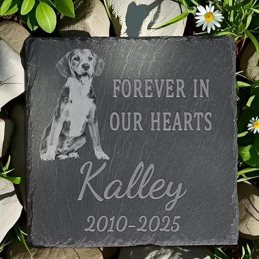 Pet Memorial Stone, Dog Memorial Stone, Dog Memorial Gifts for Loss of Dog, Pet Memorial Gifts, Loss of Pet Sympathy Gift, in Loving Memory Pet - Forever in Our Hearts - Square