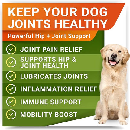 Large Breed Hemp + Glucosamine Dog Joint Supplement - Hemp Chews for Dogs Hip Joint Pain Relief - Omega 3, Chondroitin, MSM - Advanced Mobility Hemp Oil Treats for Large Dogs - Made in USA - 240 Ct