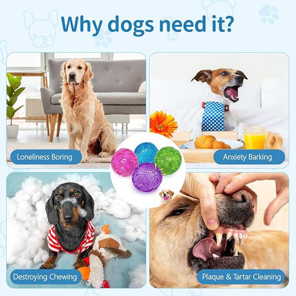 3'' Squeaky Dog Toy Balls for Lagre Medium Breed, Indestructible Dog Balls for Playing, Fetching & Retrieving, Durable Aggressive Chewers, 2 PCS Purple