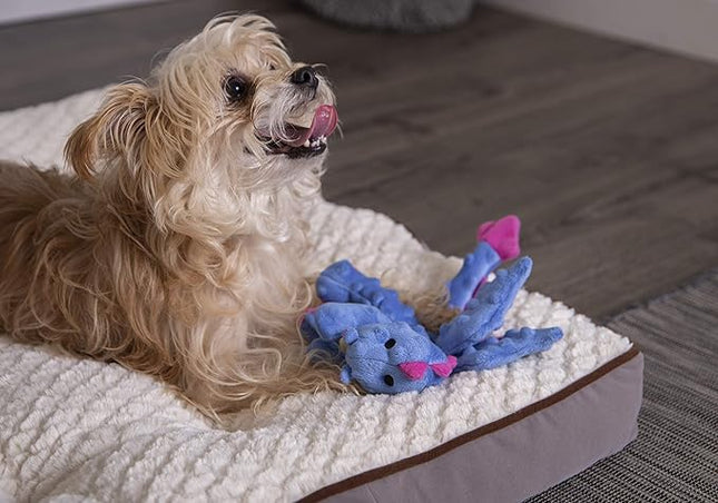 goDog Bubble Plush Dragons Squeaky Dog Toy, Chew Guard Technology - Periwinkle, Small