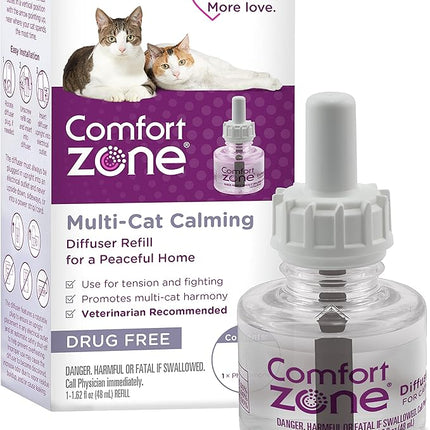 Comfort Zone Multi Cat Calming Diffuser Refill, 1 Pack – Cat Calming Pheromone Refills Help Reduce Anxiety, Stress, Scratching, Urine Marking, Multi-Cat Aggression, (30-Day Refill, 30-Day Supply)