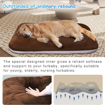 Magic Dog Super Soft Large Dog Bed Pad Mat Orthopedic Pet Beds 30 Inch Washable Anti Slip Dog Sleeping Mattress with Removable Cover, Dark Brown M