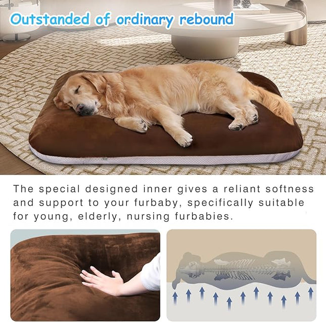 Magic Dog Super Soft Large Dog Bed Orthopedic Pet Beds 39 Inch Washable Anti Slip Dog Sleeping Mattress with Removable Cover, Dark Brown L