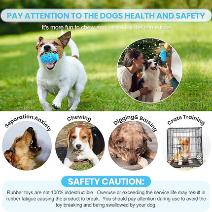 PIFFZEDO Dog Toys for Aggressive Chewers,Interactive Natural Rubber Chew & Squeaky Toy for Medium Breed Only(Not for Small Dog),Dog Toothbrush,Tough & Durable (Azure,Medium)