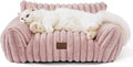 Bedsure Cute Cat Couch for Pets - Fluffy Cat Sofa with Premium Soft Corduroy Fleece, Fuzzy Pet Couch Bed with Removable Washable Cover, Supportive Chair for Indoor Cats, 24inch, Blush Pink