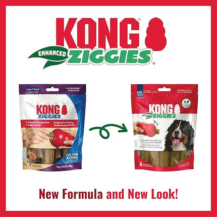 KONG Classic Toy & Enhanced Ziggies Treats Combo Pack - Durable Chew Toy for Dogs - with Enhanced Ziggies Treats - Dog Accessories for Fun & Health - for Medium Dogs