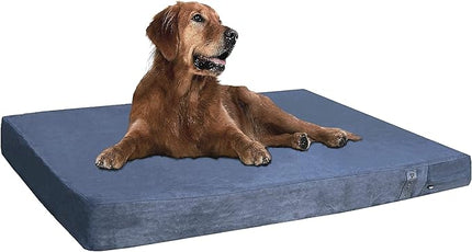 Dogbed4less Orthopedic Gel Memory Foam Pet Dog Bed, Waterproof Liner with External Microsuede Cover and Bonus Antislip Cover (Microsuede Gray, 47"X29"X4" Inches)