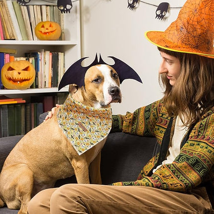 Lionheart glory Dog Bandana Halloween 1 Pack Washable Soft Dog Scarf, Fall Bib Scarf Boy Girl Bandana Square Adjustable Dogs for Small to Large Puppy
