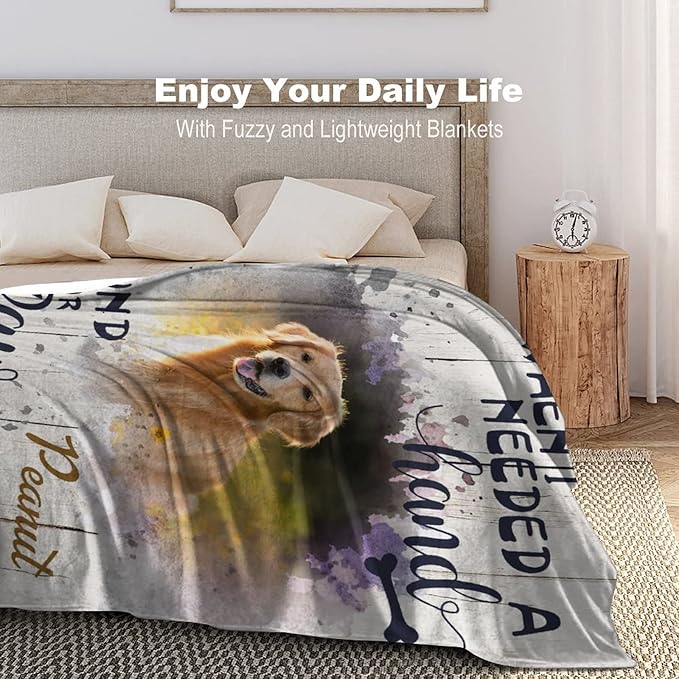 Artsadd Personalized Dog Memorial Blanket with Dog Pictures & Name - Custom Pet Memorial Blanket - Sympathy Remembrance - Made in USA