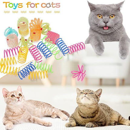 Sumind 30 Pieces Cat Springs Spiral Kitten Springs Interactive Cat Toys Pet Plastic Coil Spiral for Kitten Bouncing Play Training, 2 Styles