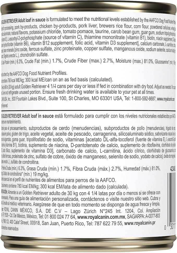 Royal Canin Golden Retriever Loaf in Sauce Canned Dog Food, 13.5 oz can (12-count)