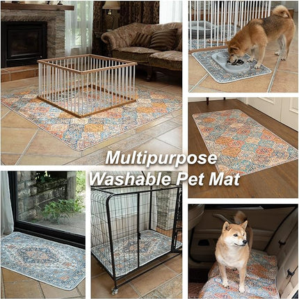 nunubaby Washable Pee Pads for Dogs, Stylish, Non-Slip and Leak-Proof Pee Pads. Reusable Potty Pads for Dogs for Crates and Floors.(Green/Multi, 18" x24")