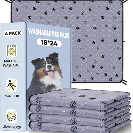 Fostanfly Washable Pee Pads for Dogs, Ultra-Absorbent & Leakproof Reusable Puppy Pads Non-Slip Protects Against Urine Leakage for Potty Training-4 Pack 18"x24" Add 8 Lanyards