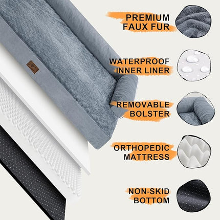 Dog Bed Large Sized Dogs-Orthopedic Waterproof Bed for Dogs,Large Dog Beds with Washable Removable Cover & Non-Slip Bottom