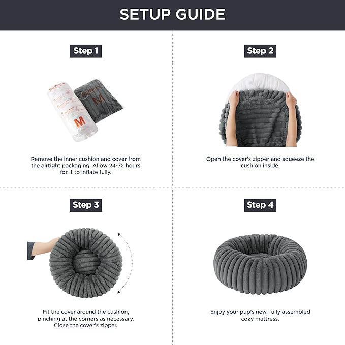 Bedsure Cat beds for Indoor Cats - Donut Dog Beds for Small Dogs with Corduroy Fleece & Anti Slip Bottom, Faux Fur Pet Beds with Washable Removable Cover, Camel Brown, 20x20x6 inches