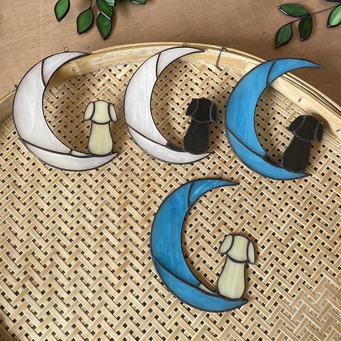 Stained Glass Dog Memorial Gifts, Dog Sympathy Gifts for Dog Lovers, Suncather for Window Hanging,in Memory of Dog Passing Away Gifts,Loss of Dog Sympathy Gift.