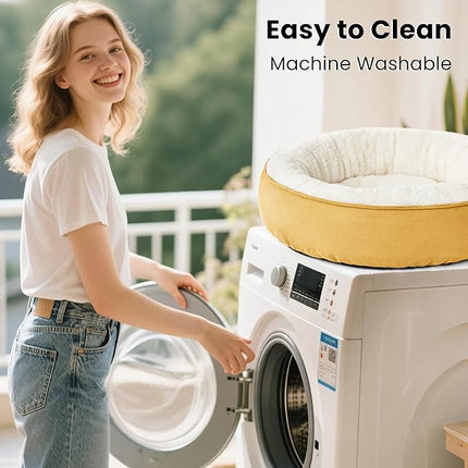 Love's cabin Donut Pet Bed Mat, 30in, Yellow, for Dogs, Soft, Durable, Anti-Slip, Water-Resistant, Washable