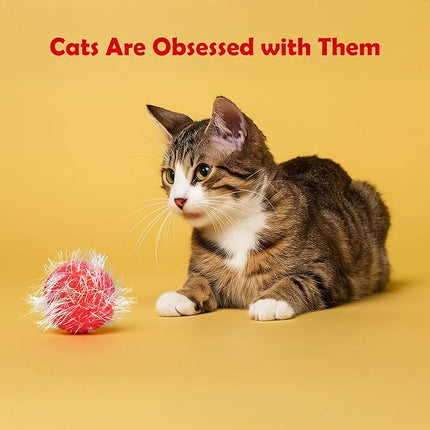 30 Pieces 1.2 inches Sparkle Pom Pom Balls for Cat - Interactive Glitter Balls, Multicolor, Best as Kitten Play Toys