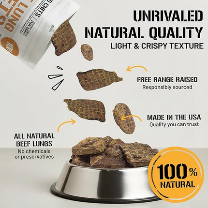 Dog Chits Beef Lung Fillets Dog and Puppy Treats – All Natural Chews for Dogs – Grain-Free, High-Protein, Low Fat Single Ingredient Dog Treat – Ideal for All Dogs – Large, 10 oz – Made in USA
