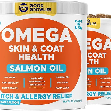 Omega 3 Alaskan Fish Oil Treats for Dogs (360 Ct) - Dry & Itchy Skin Relief + Allergy Support - Shiny Coats - EPA&DHA Fatty Acids - Natural Salmon Oil Chews - Alaskan Salmon Flavor