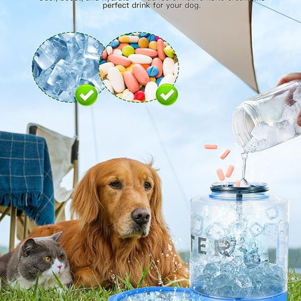 Large Dog Water Bottle Portable Bowl - 77oz Dog Travel Water Dispenser with Pull Out Bowl, Ideal for Hiking, Camping, Parks, Leak-Proof BPA-Free Outdoor Pet Bottle for Large Pets, Blue