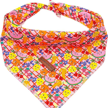 Little Tail 's Elegant Fruit Print Dog Bandana, Adjustable Birth DAY Bib Scarf - Summer Theme for Medium/Large Dogs