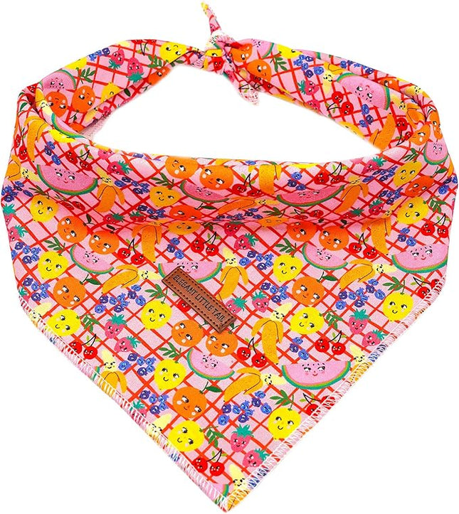 Little Tail 's Elegant Fruit Print Dog Bandana, Adjustable Birth DAY Bib Scarf - Summer Theme for Medium/Large Dogs