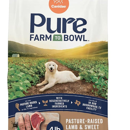 Canidae Pure Farm to Bowl Pasture-Raised Lamb & Sweet Potato, Grain-Free Dry Dog Food, Adult, 4lb