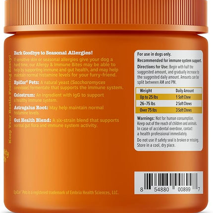 Zesty Paws Dog Allergy Relief Chews, Dog Probiotics for Itchy Skin and Ears, Salmon, 90ct