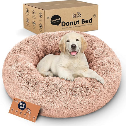 Donut Dog Bed - Premium Comfort for Anxiety Relief - Fluffy & Calming Design with Ultra-Plush Support | Cozy Round Dog Bed with Super Soft Circle Style (Size S Pink)