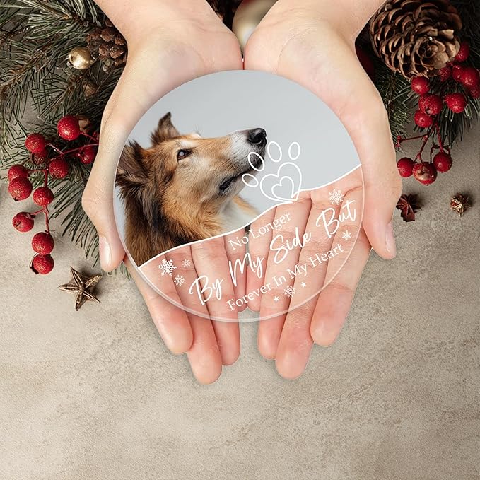 Pavo Personalized Pet Photo Ornaments, Pet Sympathy Remembrance Gifts for Loss of Dogs Cats Pets, Loss of Dog Sympathy Gift, Pet Memorial Ornaments for Christmas Tree, Christmas Ornament 2025