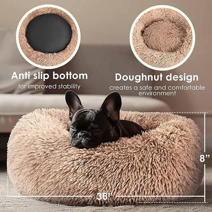 Extra Large Dog Beds, 36 Inch Human Dog Anxiety Relief Comfort Bed, Indestructible & Chew Proof Pet Beds (Camel)