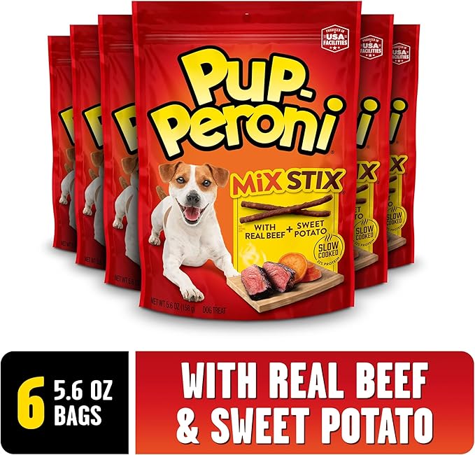 Pup-Peroni Dog Treats, Real Beef + Sweet Potato Mix Stix, 5.6 Ounce (Pack of 8)